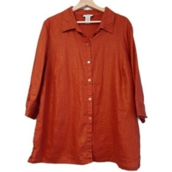 ROSANNA 100% Linen Button Down Shirt PLUS Sz 1X - Picture 1 of 10